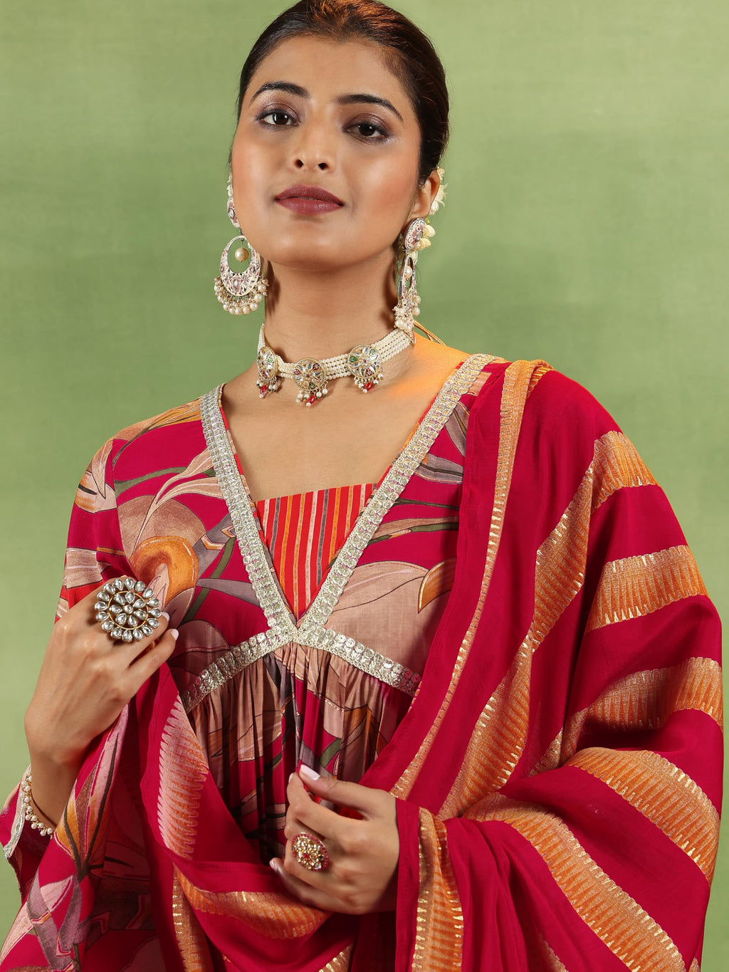 Libas WomenS Silk Blend Kurta Set (36712_Red