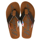Budweiser 47893-XL Budweiser Men Script Logo Flip Flop Brown Sandals - Extra Large