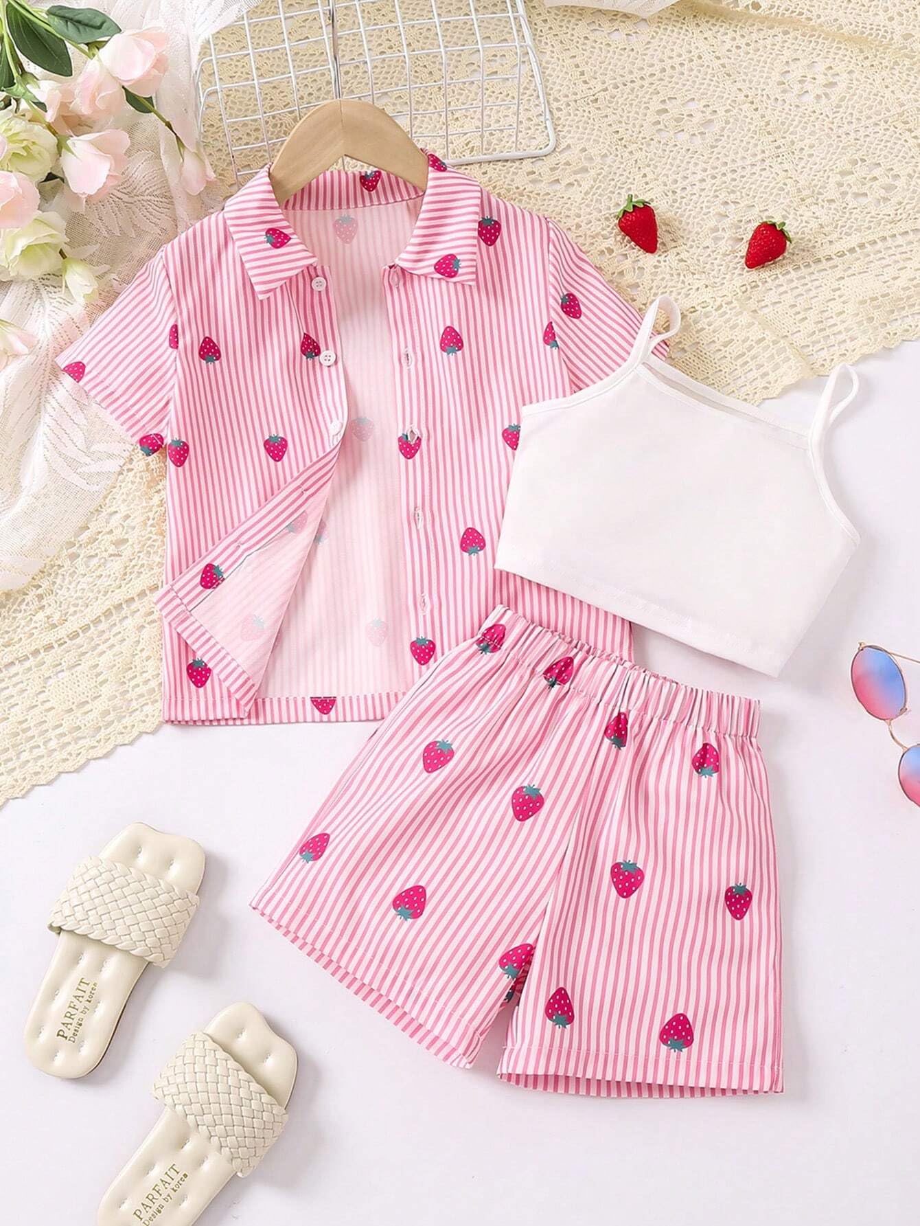 Tagas Girl Casual Simple Style Camisole Top, Long Sleeve Shirt And Straight Pants || COORDINATED_OUTFIT FOR GIRLS ||3 Piece Set|