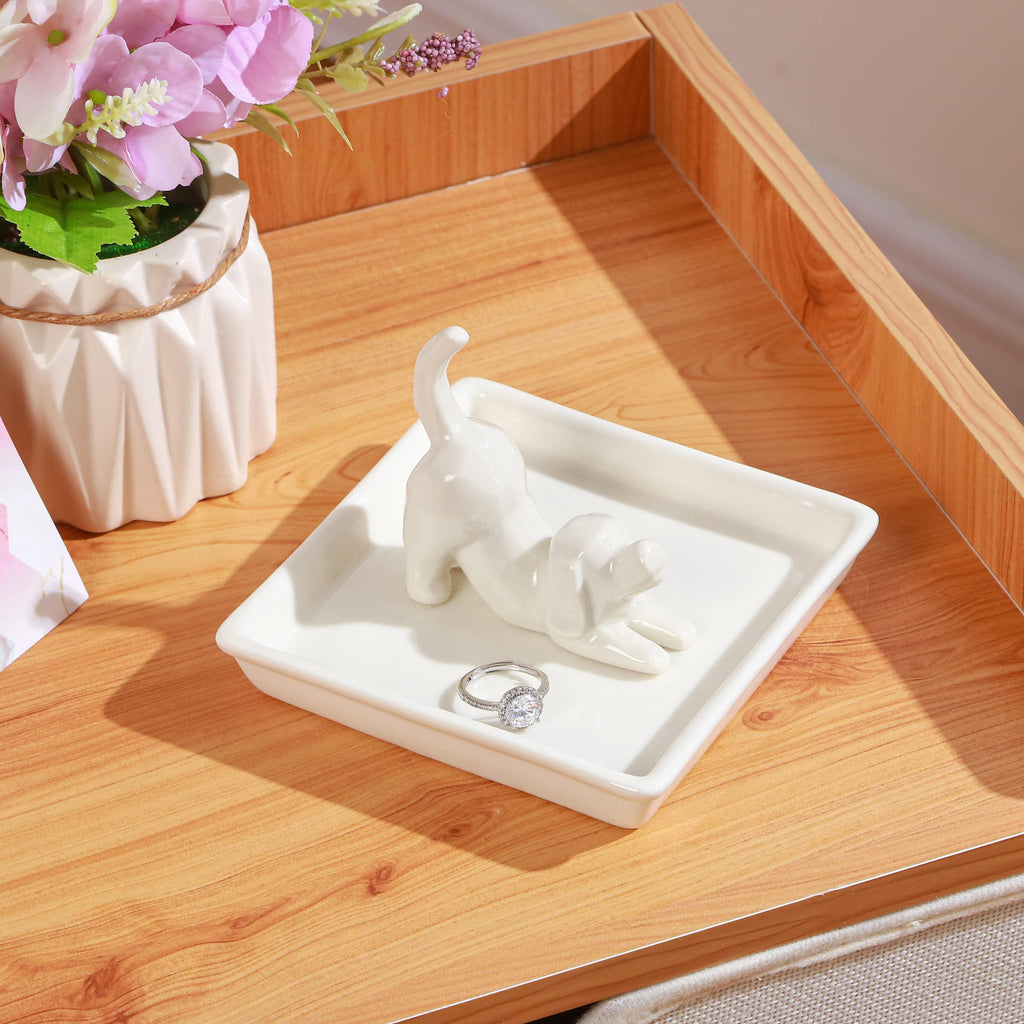 PUDDING CABIN Dog Mom Gifts for Women, Dog Ring Holder Dish Jewelry Holder, Dog Lover Gift for Women Friends Female Mom Grandma