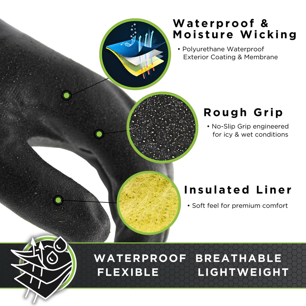 SHOWA 282-02 Waterproof Breathable Insulated Winter Snow Sports Glove with Extended Cuff, XX-Large (1 Pair), Black