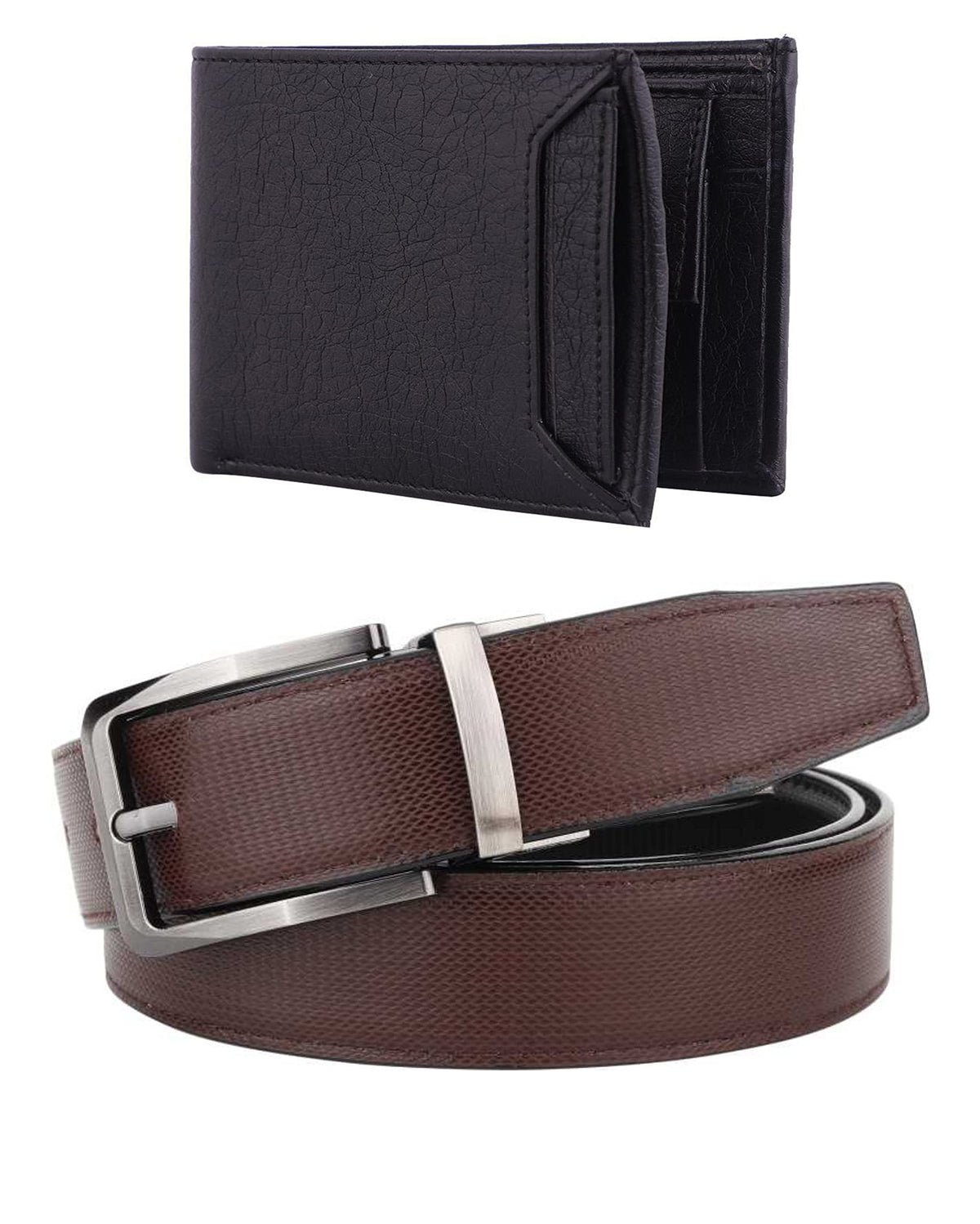 Usl Black Brown Reversible Two In One Belt And Black Atm Wallet For Men Combo (36) 36