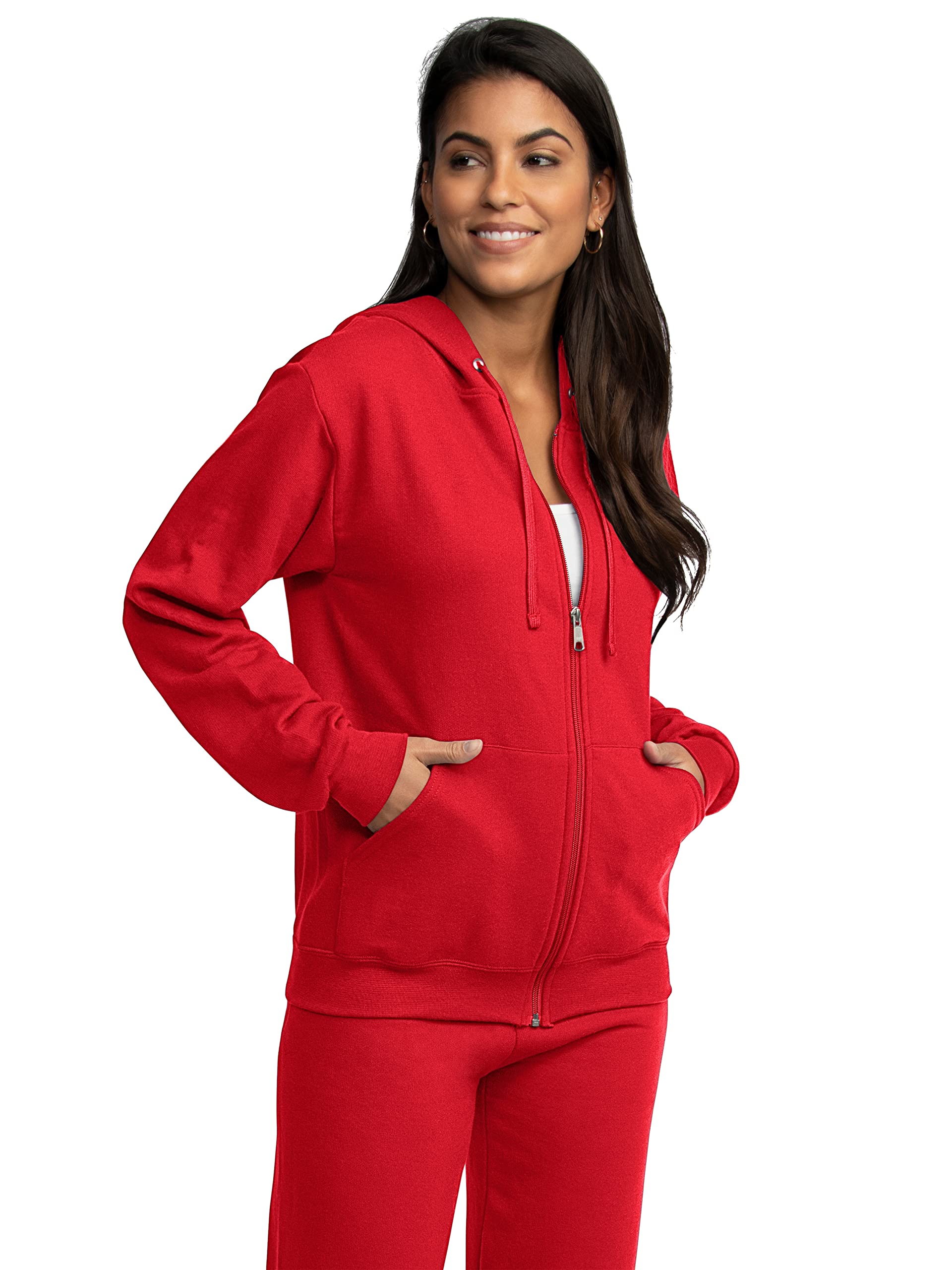 Fruit of the Loom Eversoft Fleece Hoodies, Pullover, Moisture Wicking & Breathable, Sizes S-4x, Red Full Zip, Large