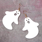 Boderier Ghost Earrings Halloween Black Tree and White Ghost Drop Earrings for Women (White Ghost)