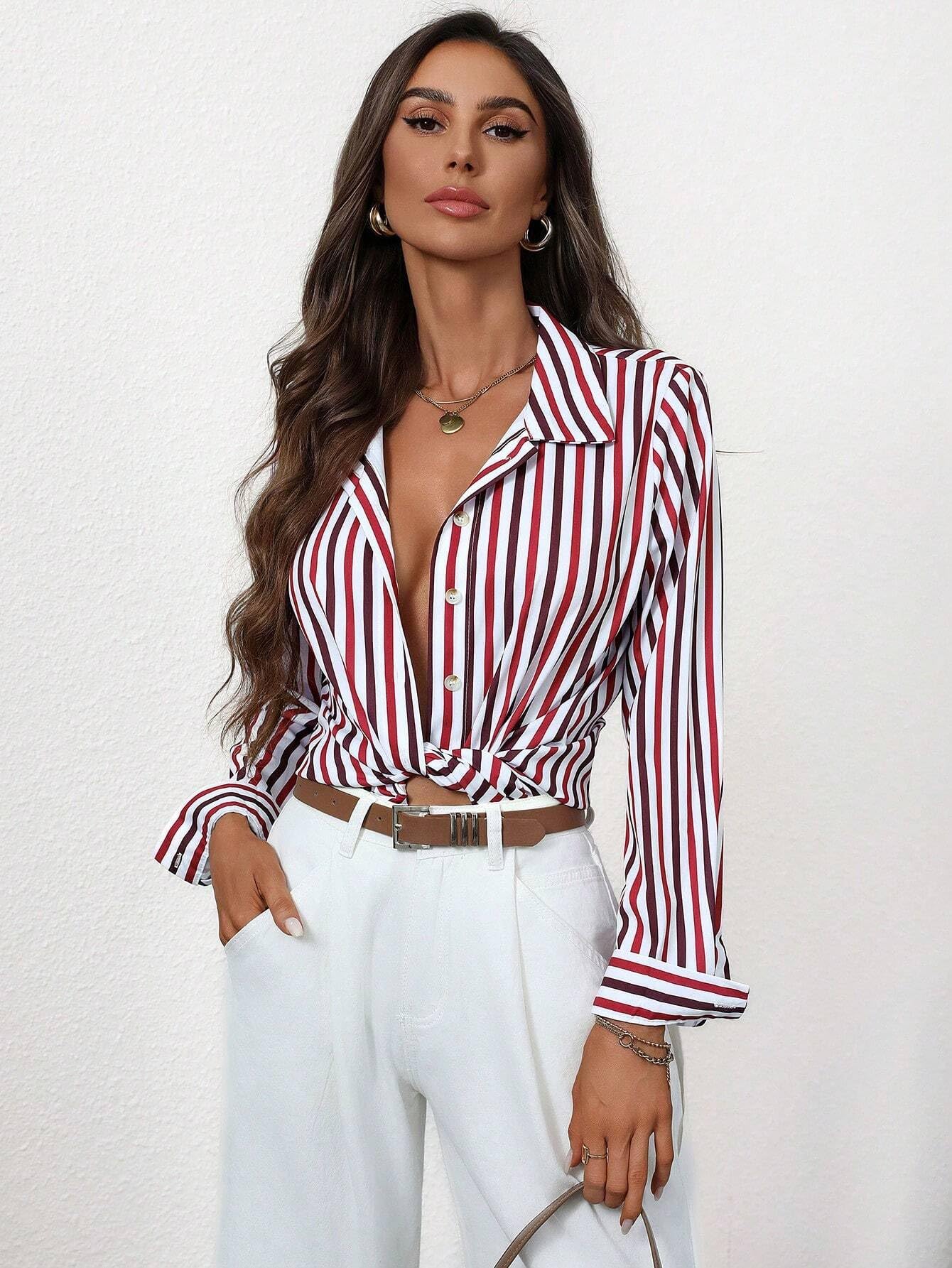 Indoprimo WomenS Striped Casual Stylish Shirt | Striped Western Shirt For Women