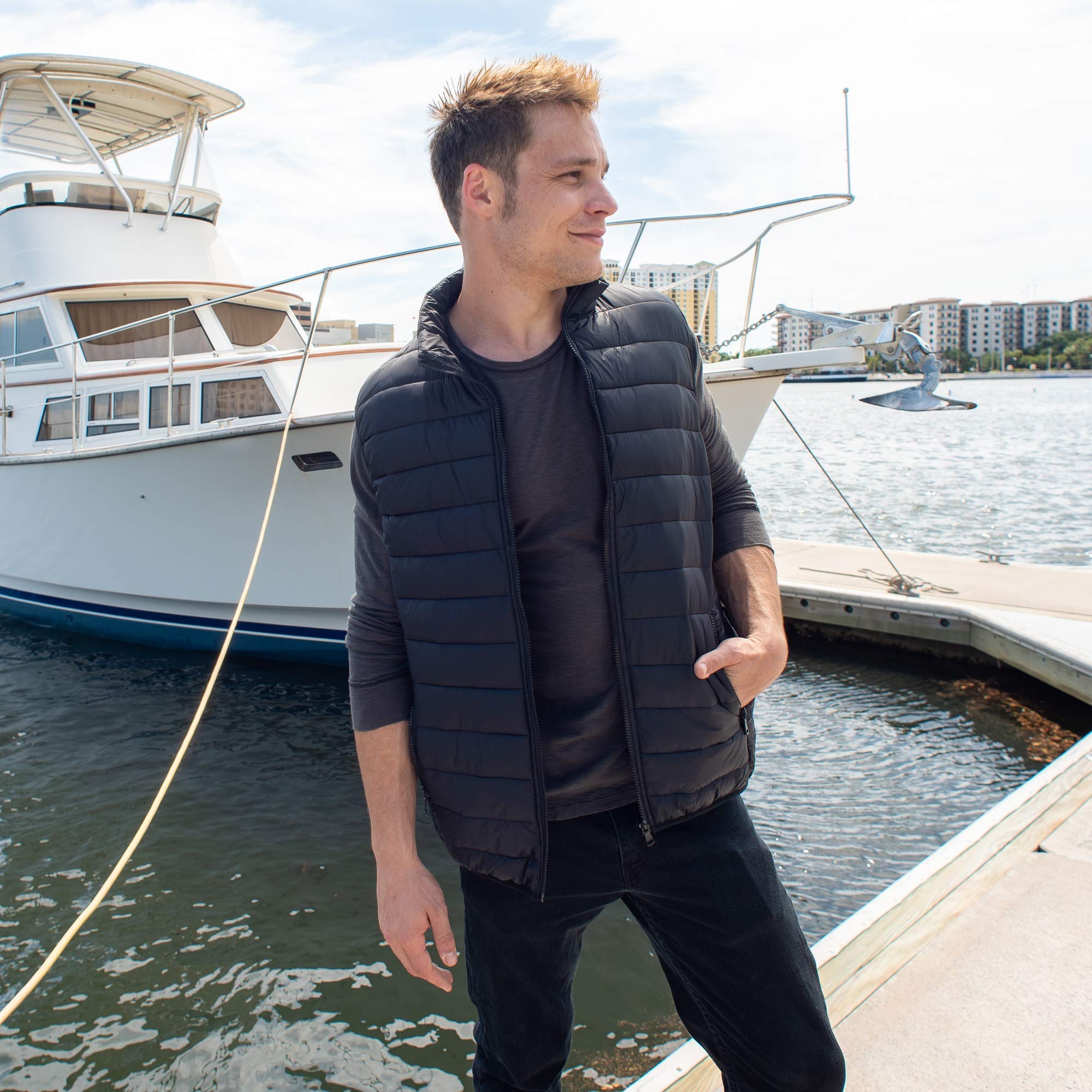 Alpine Swiss Clark Mens Lightweight Down Alternative Vest Jacket Gray Medium