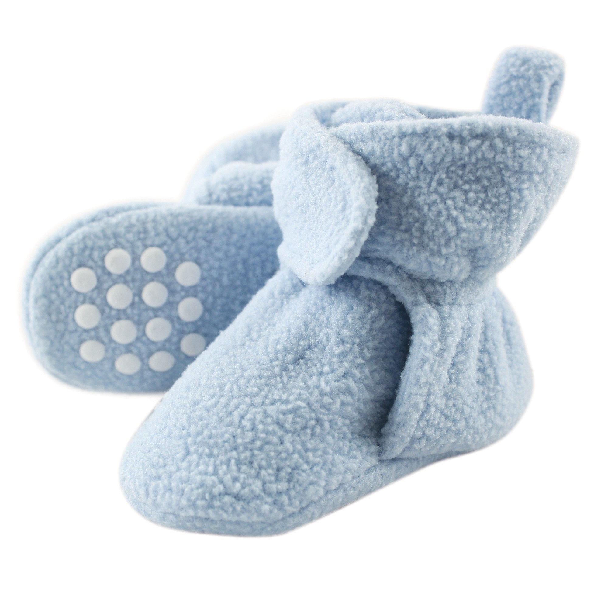 Luvable Friends Unisex Baby Cozy Fleece Booties, Light Blue, 0-6 Months US