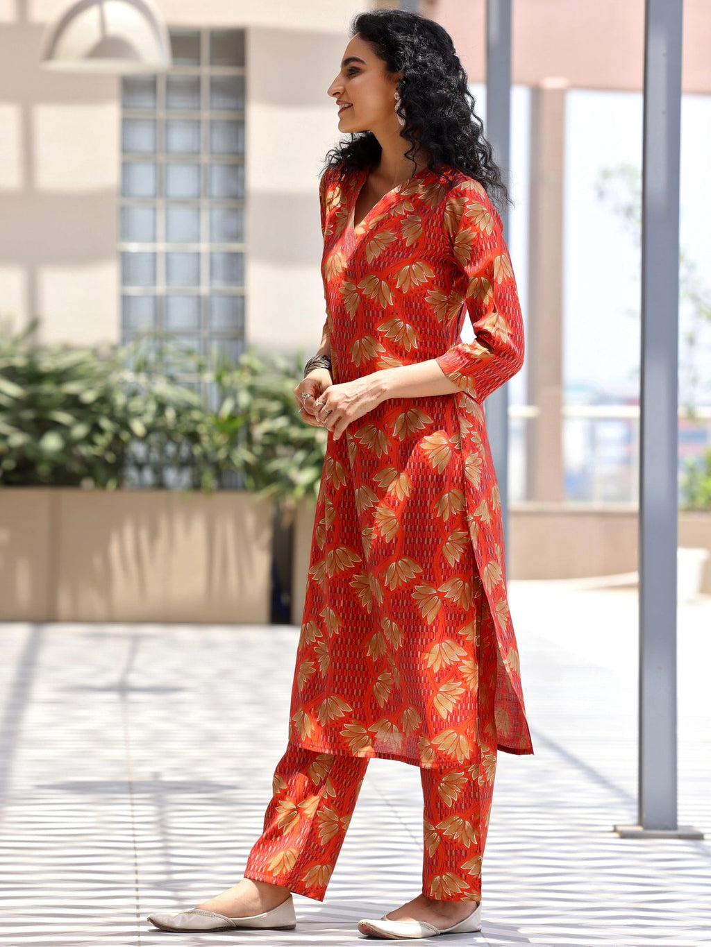 Libas WomenS Silk Blend Co-Ords (27809_Orange