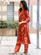 Libas WomenS Silk Blend Co-Ords (27809_Orange