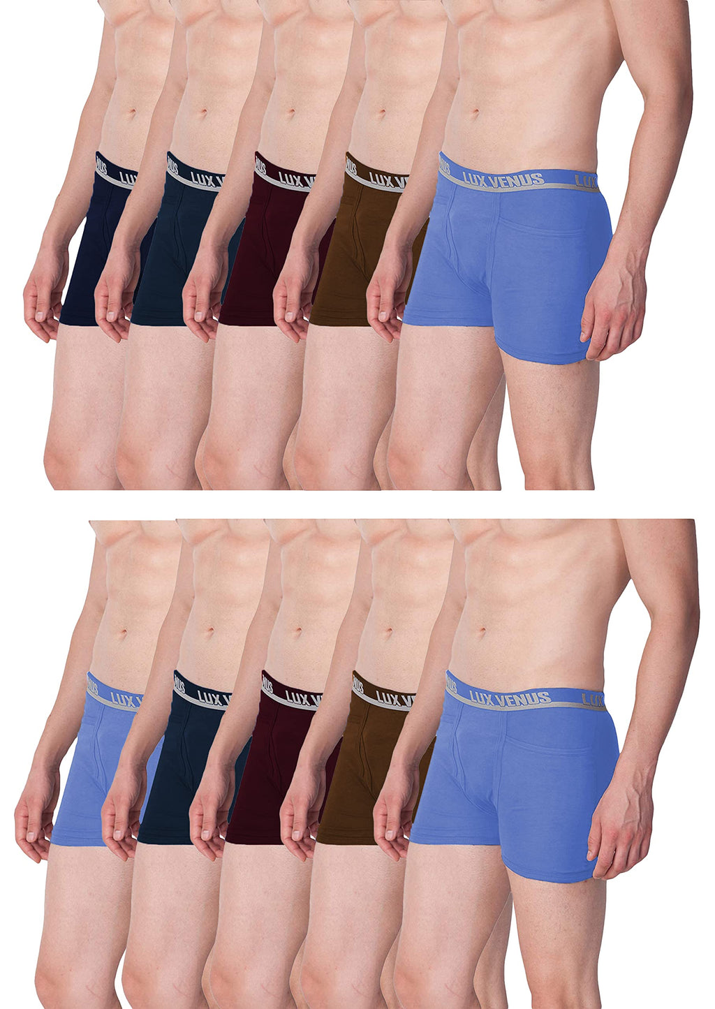 Lux Venus Pure Cotton Pocket Drawer For Men (Pack Of 10) Multicolour