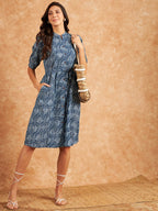 Modeve Women Ethnic Motifs Print Blue Dress
