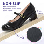 LseLom Girls Dress Shoes-Mary Jane Shoes for Girls Low Heel Princess Hook and Loop Dance Shoes Party Wedding Flats for Big Girls