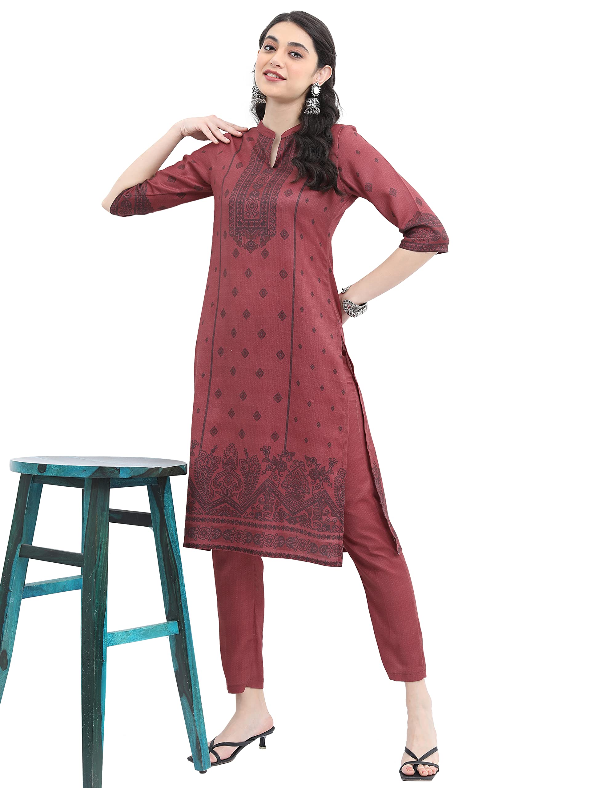 Ketch Polyester Womens Kurta With Palazzo (Khk3000464_Red