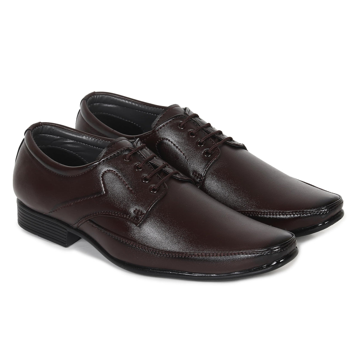 HIKBI Mens Formal Shoes Dress Up Derby Shoes Office Wear Brown 7