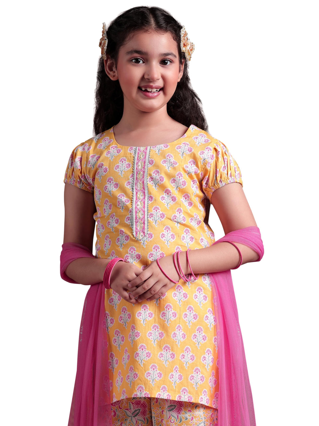 Libas GirlS Cotton Kurta Set (90052K_Yellow