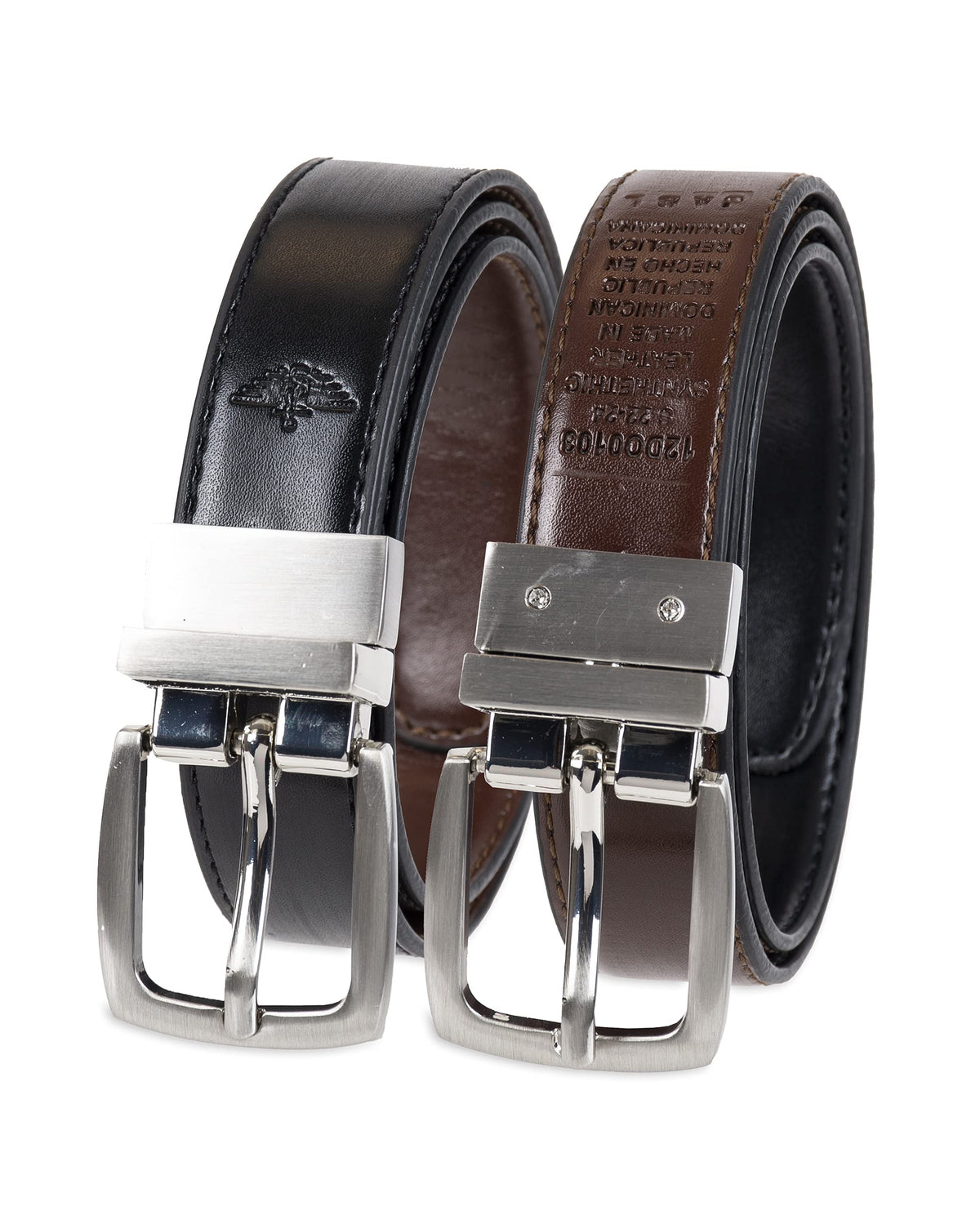 Dockers Big Boys Reversible Black To Brown Belt With Brushed Nickel Finish Buckle,Brn/Blk,Md (Waist 26  28) 26-28