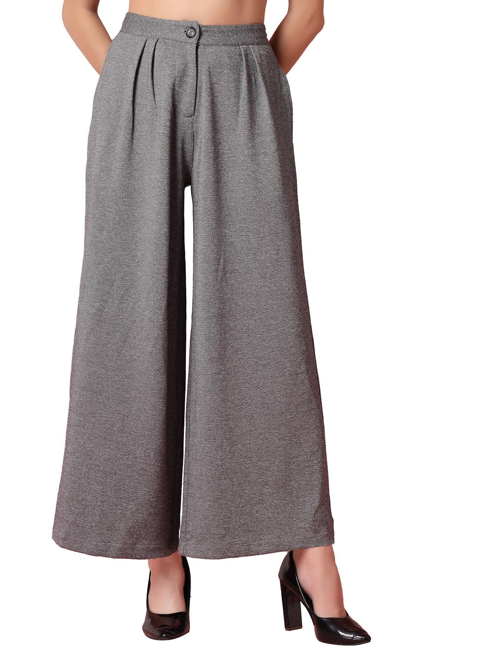 OOMPH! Matty Wide Leg Pants|Flared Korean Style Formal Pants|Baggy and Loose Trouser for Girls and Women|Stylish Korean Trousers