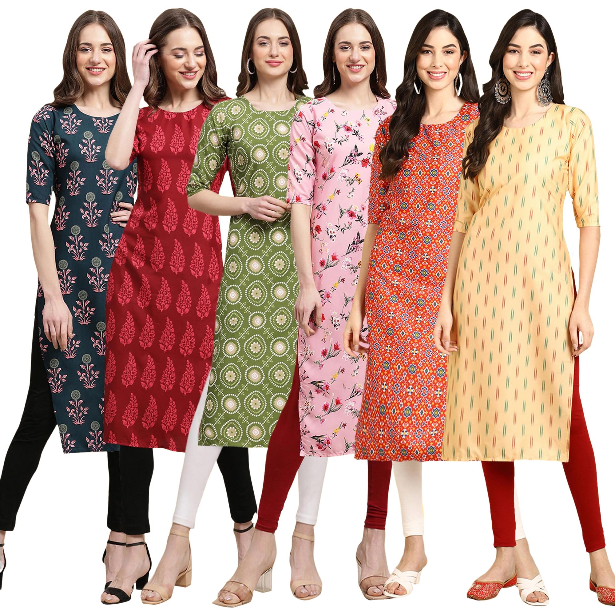 Pinkmint WomenS Crepe Solid Regular Kurti (Ks01_Multicolor10