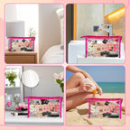 Y1tvei STUFF Large Makeup Bag - Preppy Patch Chenille Varsity Letter Transparent PVC Clear Extra Large Cosmetic Pouch Portable W