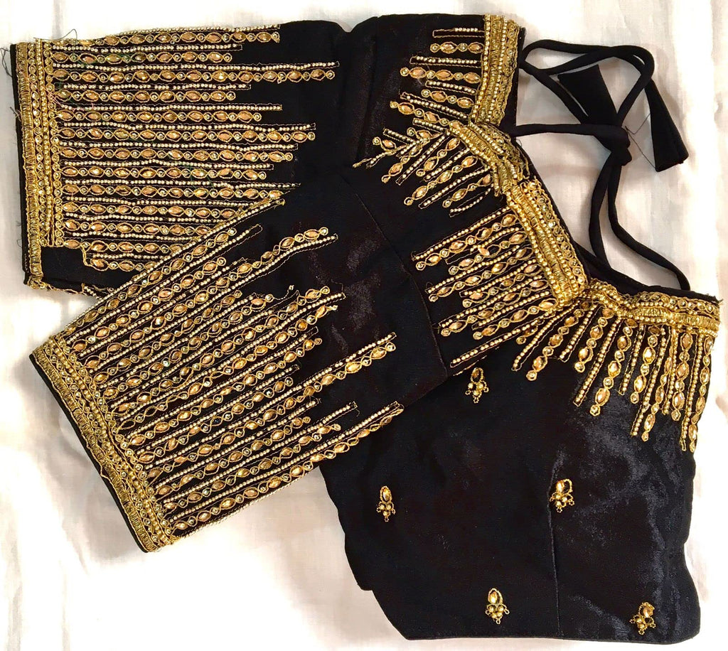 Pujia Mills WomenS Silk Embroidery Maggam Khatli Work With Stone Work Readymade Blouse