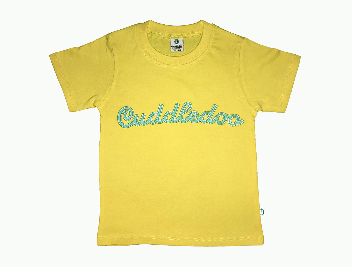 Cuddledoo Unisexs Plain Regular fit TShirt (Cud_TSHIRT29_LMN4_Yellow 1824 Months) 18-24