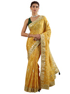 Libas Printed Chinon Saree With Unstitched Blouse Piece