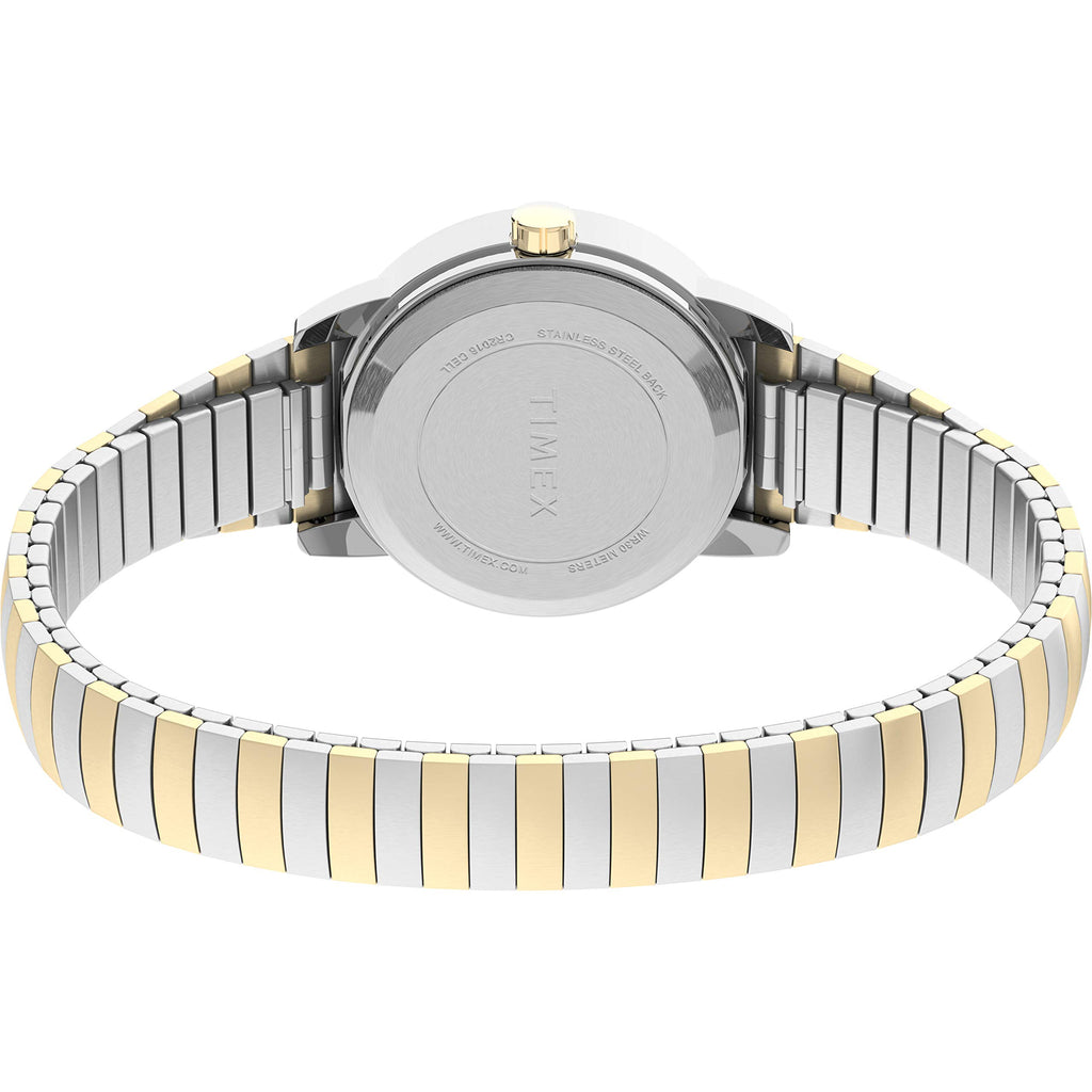 Timex Women's Easy Reader 25mm Watch - Two-Tone Case White Dial with Tapered Expansion Band