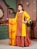 Aarika Girls Ethnic Wear Yellow Colour Damask Print Rayon Kurti-8-15 Years (Kurti-Tr-K-864)