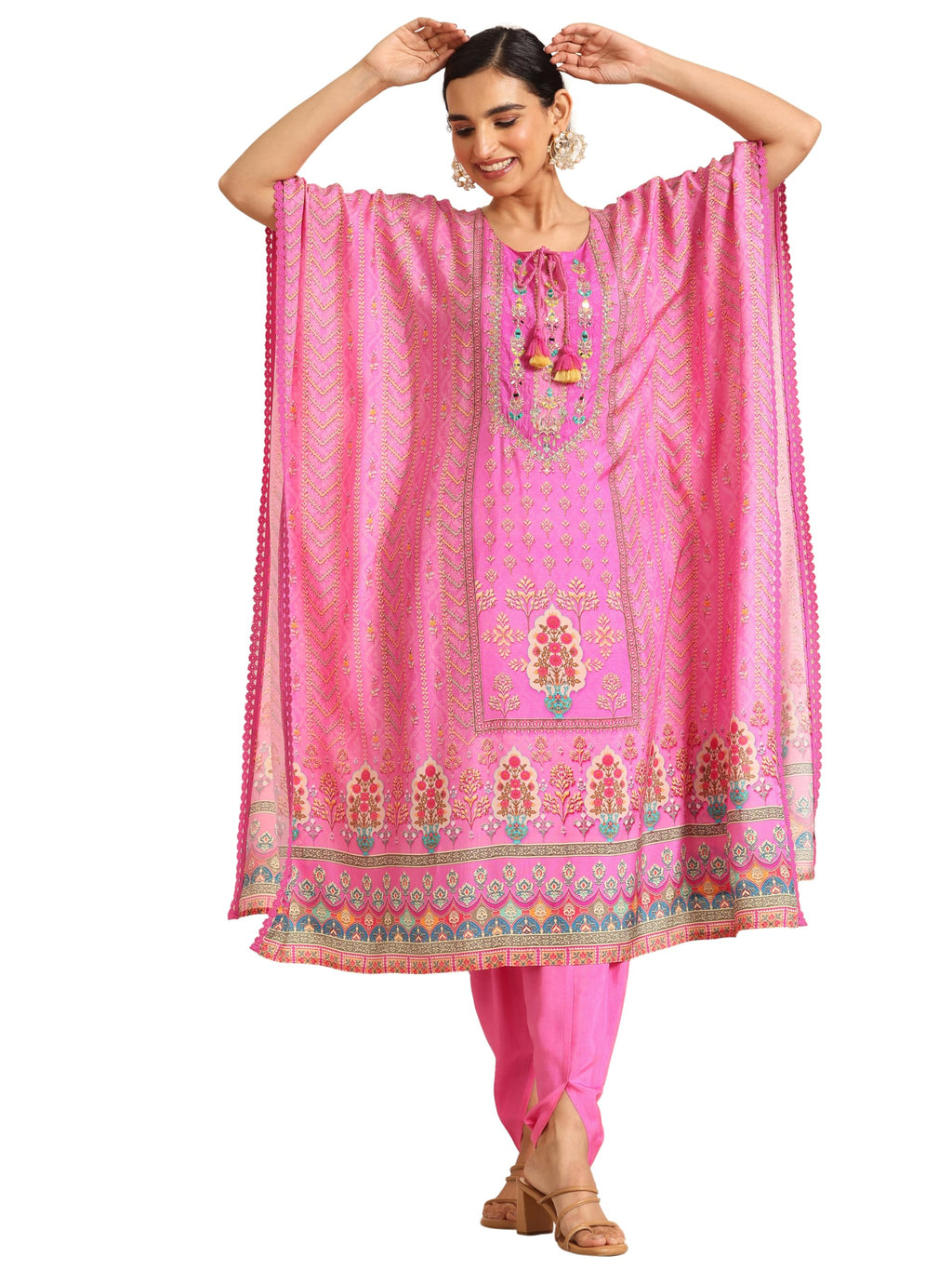 Libas Womens Printed Muslin Straight Kurta With Palazzos