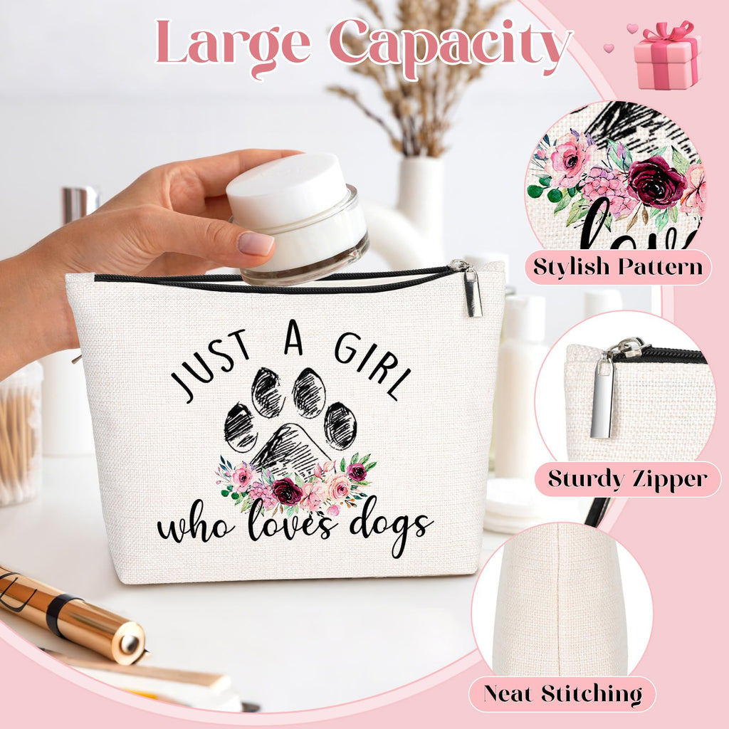 GevGuxLuo Dog Gifts for Dog Lovers, Dog Makeup Bag for Women with Mirror, Dog Birthday Gifts Ideas for Daughter Sister Bestie, C