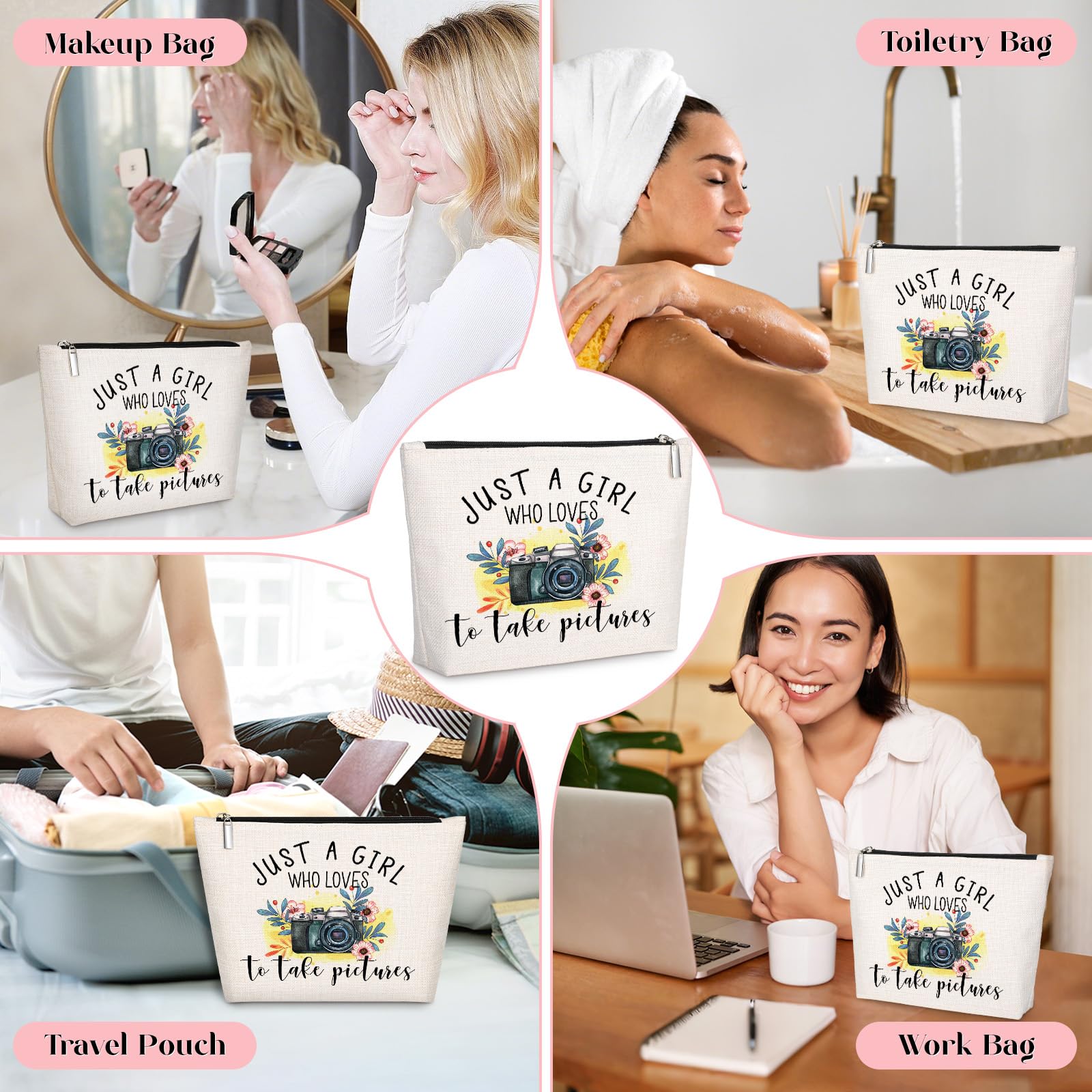 GevGuxLuo Photographers Gifts, Birthday Gift for Best Friend Sister, Photography Camera Accessories, Photo Lovers Makeup Bag Zip