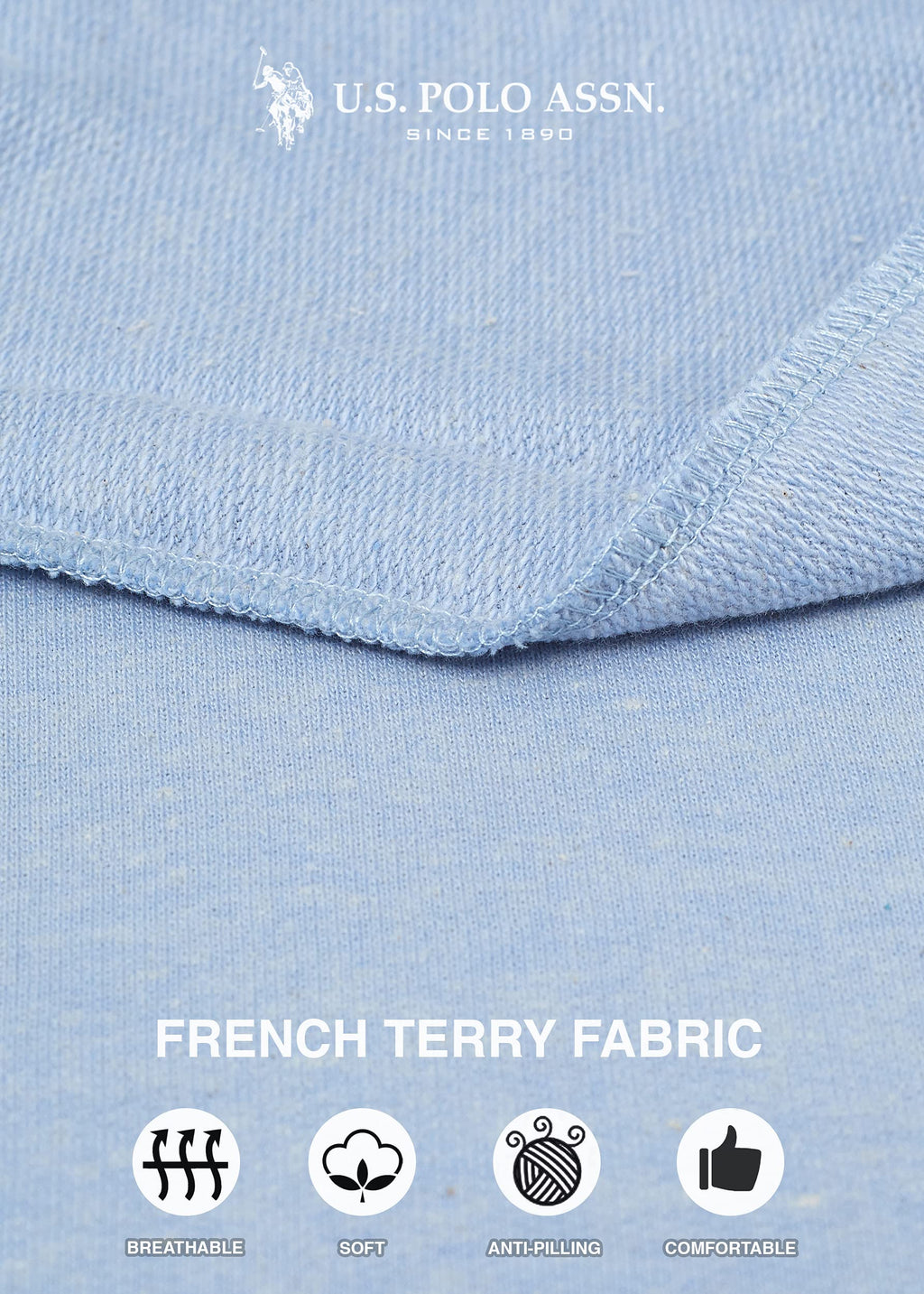 U.S. Polo Assn. Essentials Womens Lounge Pants with Pockets, French Terry Sweatpants for Women (Blue Yonder Heather, Large)