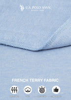 U.S. Polo Assn. Essentials Womens Lounge Pants with Pockets, French Terry Sweatpants for Women (Blue Yonder Heather, Large)