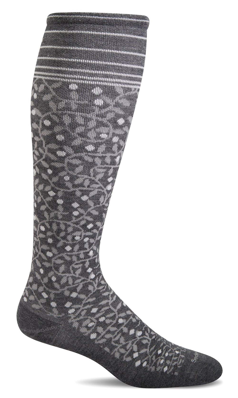 Sockwell Women's New Leaf Firm Graduated Compression Sock, Charcoal - M/L