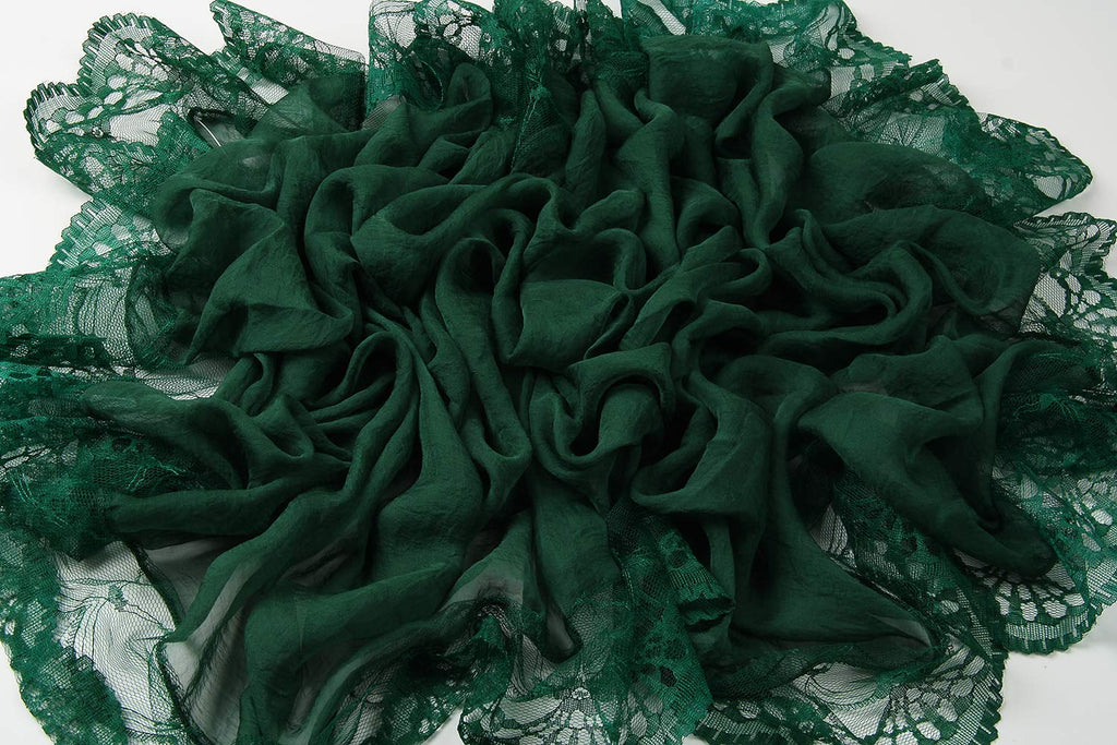 corciova Chiffon Extra Long Dark Emerald Green Sheer Head Silk Scarf Lightweight Evening Pashmina Shawl and Wrap for Women