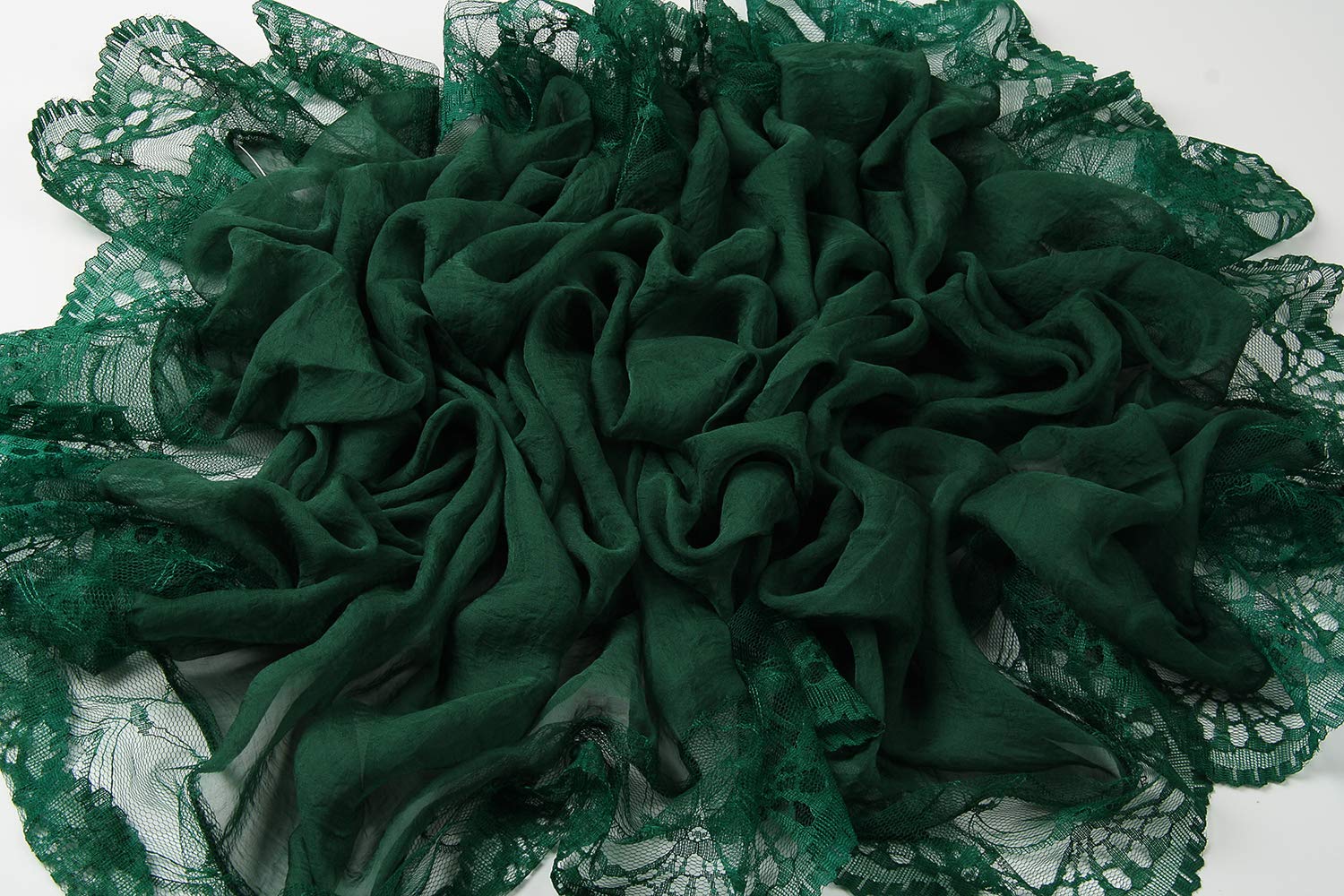 corciova Chiffon Extra Long Dark Emerald Green Sheer Head Silk Scarf Lightweight Evening Pashmina Shawl and Wrap for Women