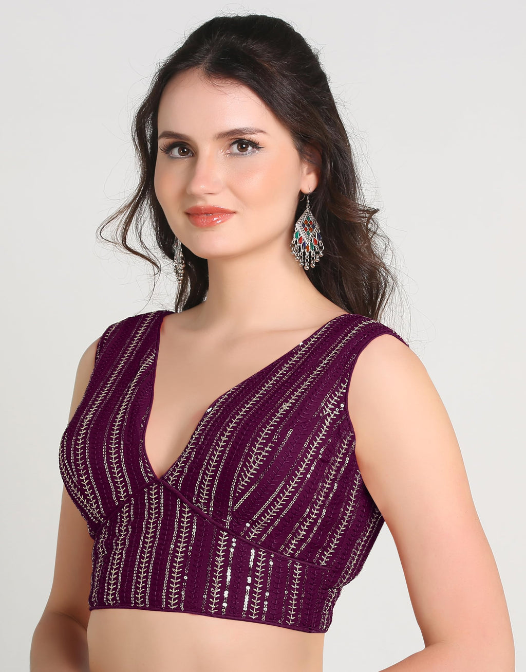 Pujia Mills WomenS Indian Ethnic Wear Sabyasachi Sequence With Dhaga Embroidered Zari Work Sweetheart Neck Blouse Sleeveless Re