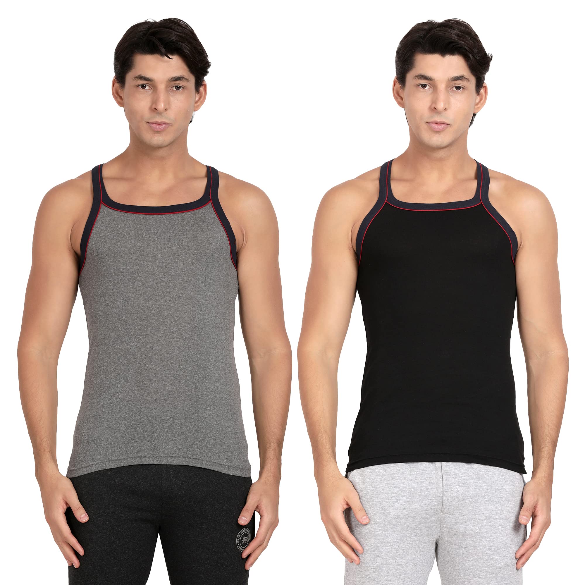 Pepe Jeans Innerwear Cotton Rich Solid Vest For Men - L (Pack Of 2)