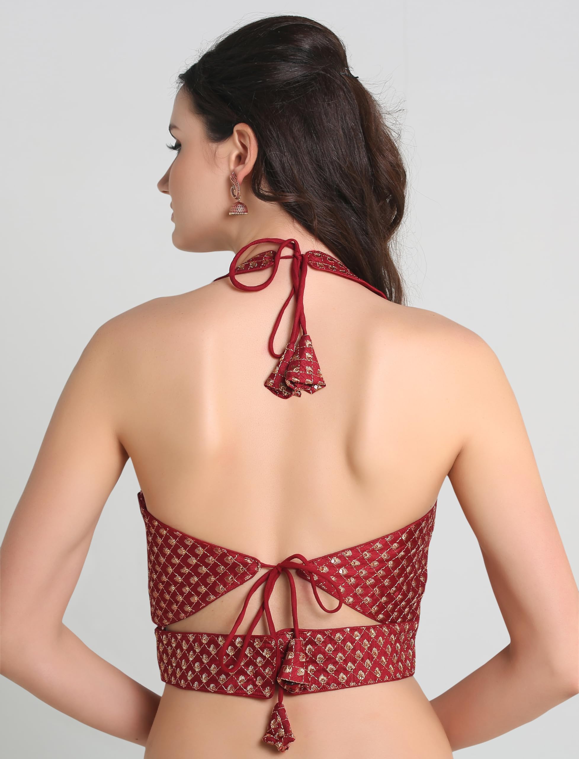 Pujia Mills WomenS Embroidery Halter Neck Fancy Blouse For Skirt And Saree Simple Top 100 Blouses