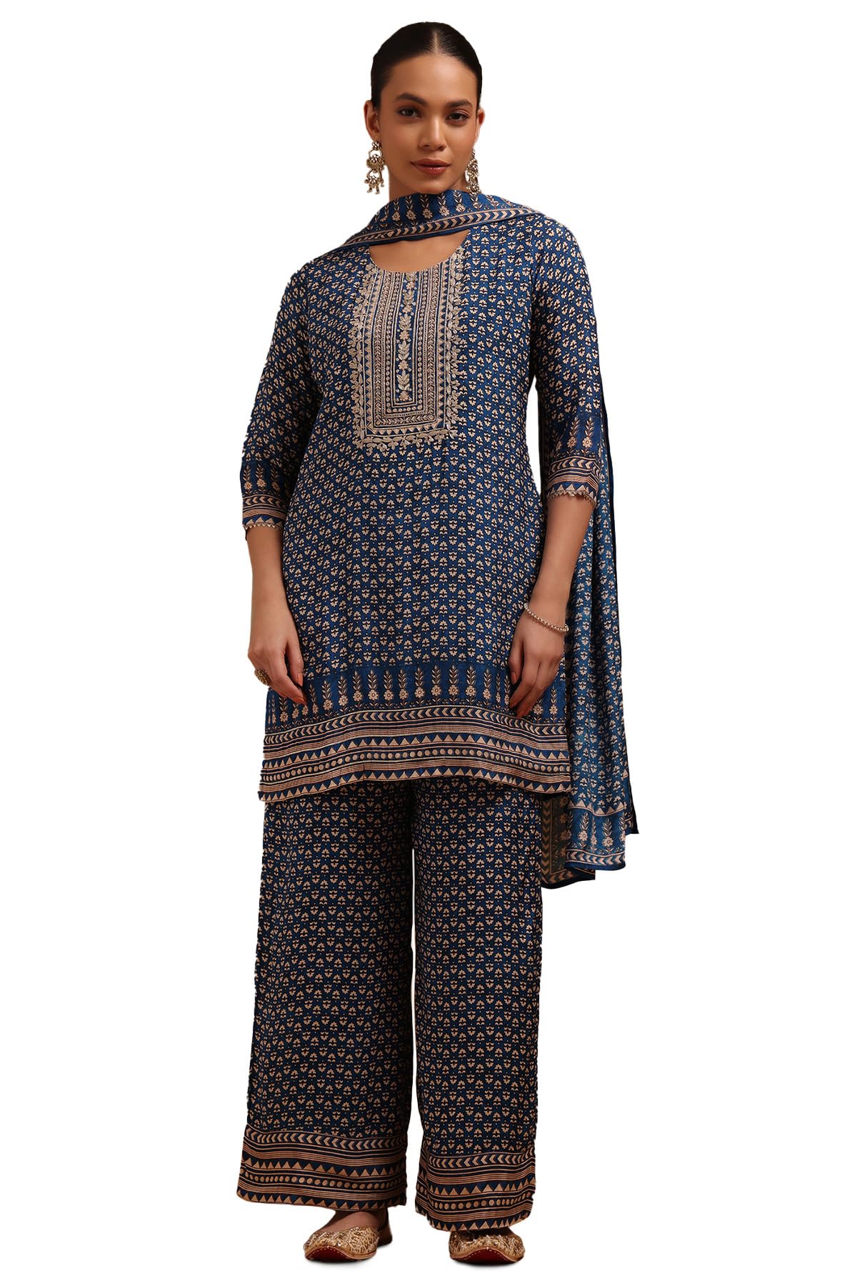 Soch Women Muslin Floral Print Suit Set with Thread Work