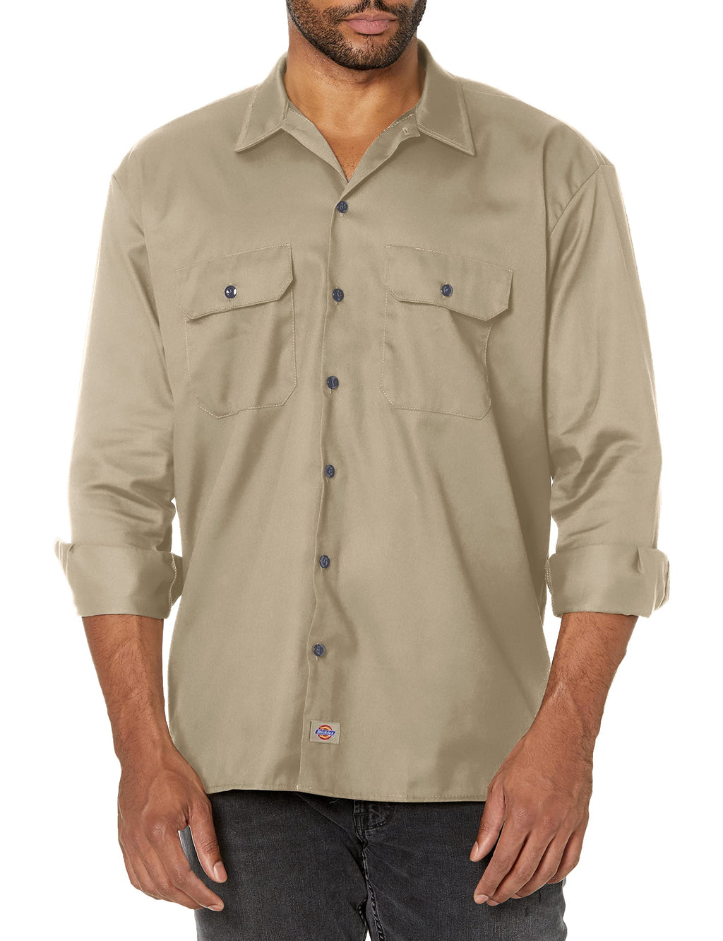 Unisex Long-Sleeve Work Shirt - NAVY - S(D0102H7Z23X)