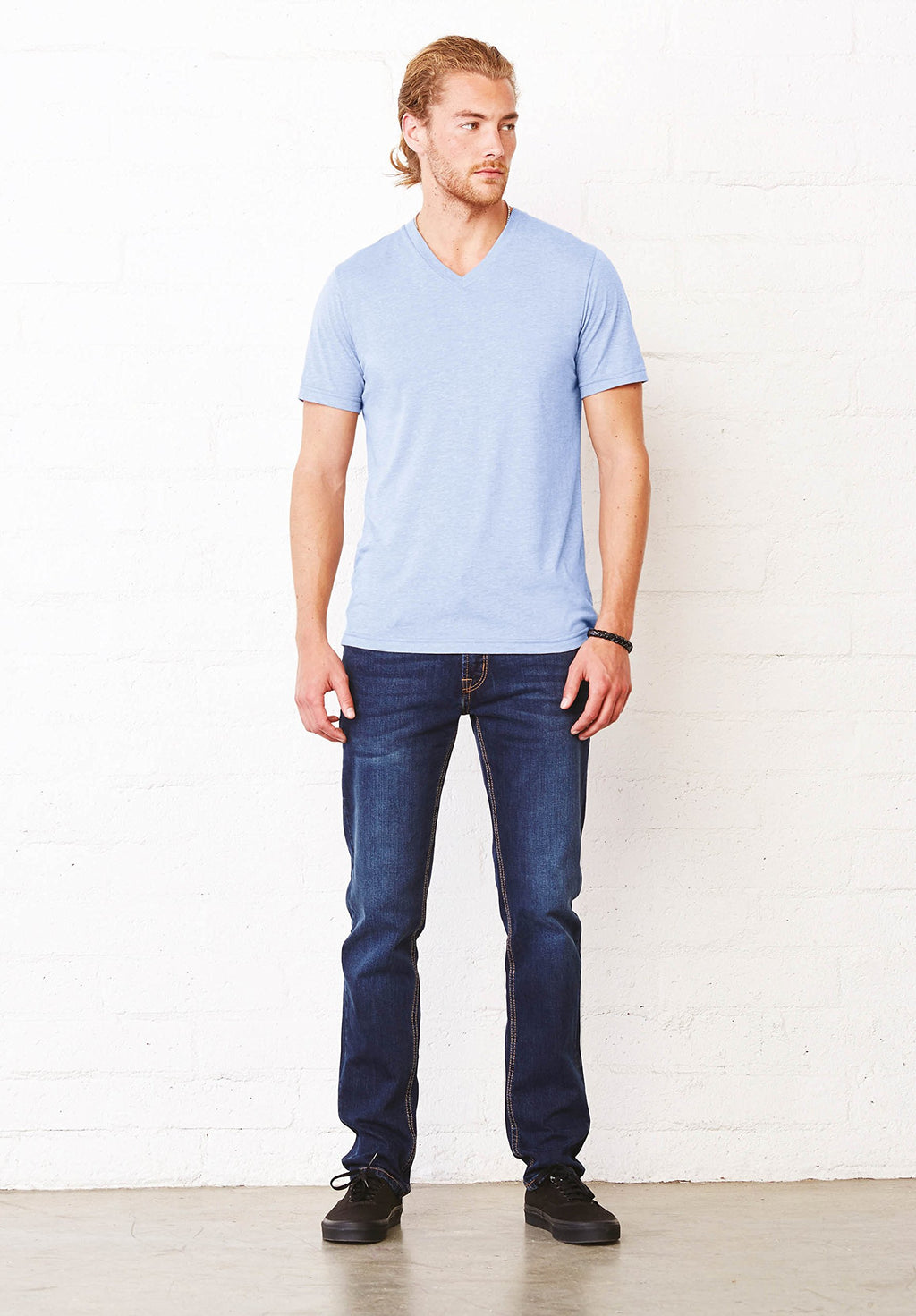 Unisex Triblend V-Neck T-Shirt - BLUE TRIBLEND - S(D0102H7WXBJ)