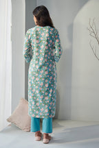 ANNI DESIGNER Womens Cotton Blend Straight Printed Kurta with Pant & Dupatta (Made Green_XXL_XX-Large_Green)