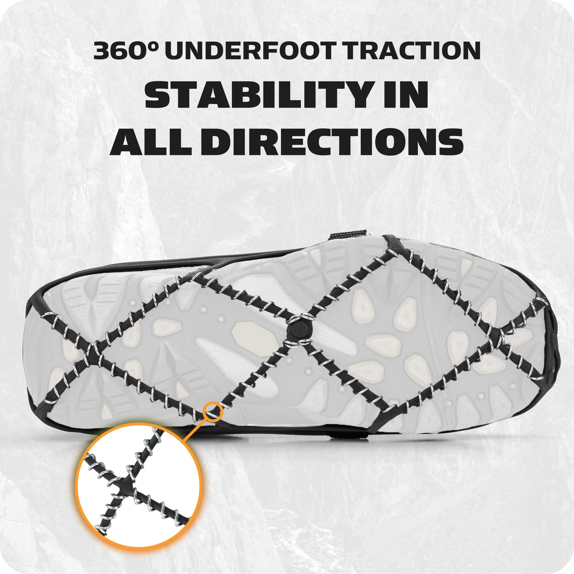 Yaktrax Pro Traction Cleats for Walking, Jogging, or Hiking on Snow and Ice (1 Pair), Large , Black
