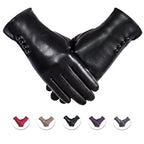 Alepo Winter PU Leather Gloves For Women, Warm Thermal Touchscreen Texting Typing Dress Driving Motorcycle Gloves With Wool Lini