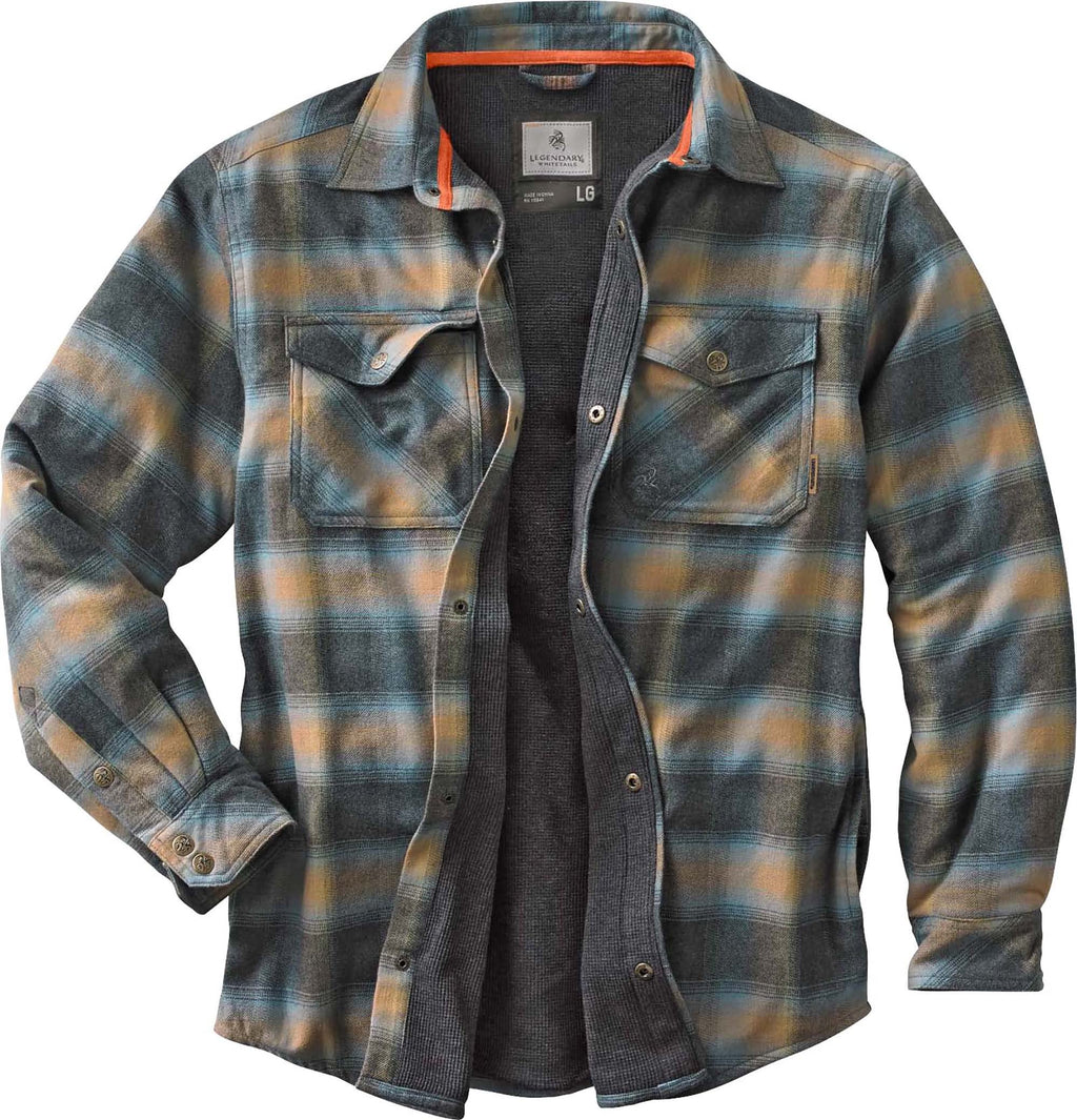 Legendary Whitetails Men's Size Archer Thermal Lined Flannel Shirt Jacket, Sky, Large Tall