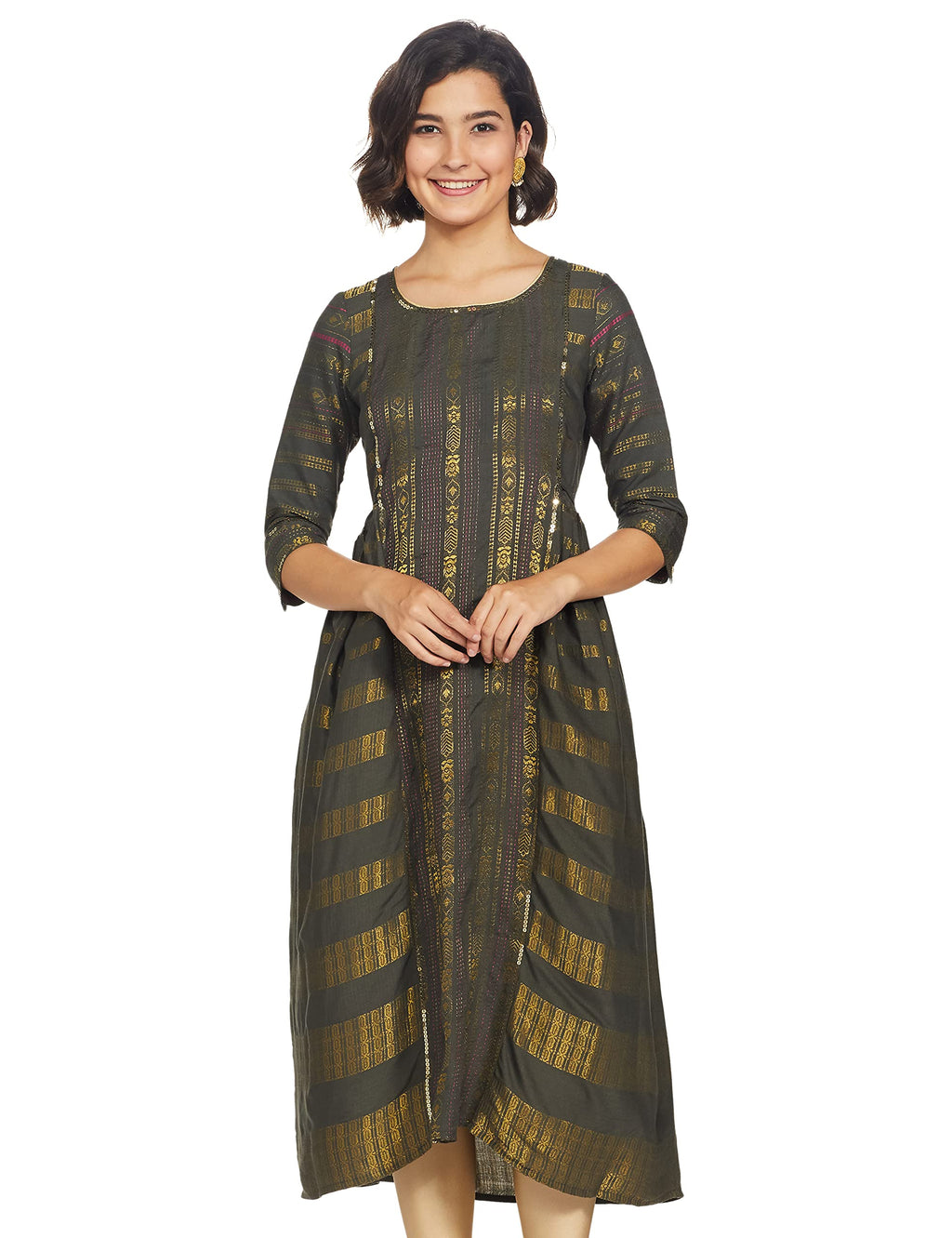 Aurelia WomenS Viscose Dress (21Sfa12349-700472_Grey_M)