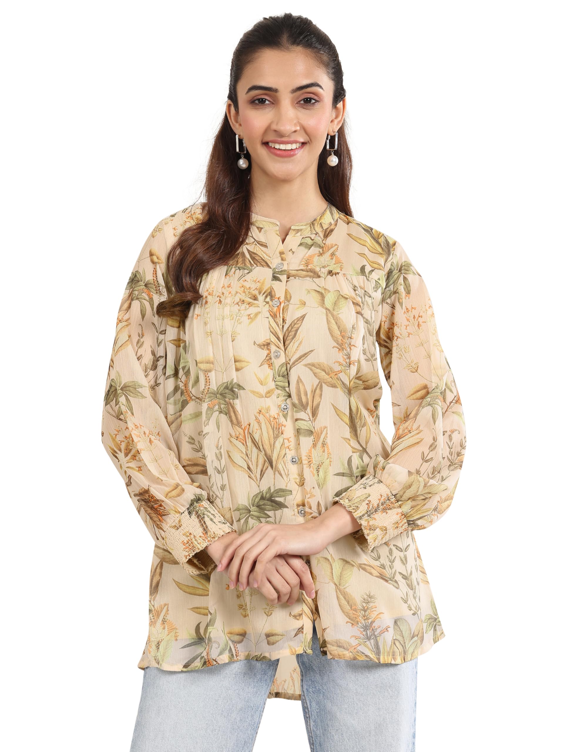 Libas Womens Printed Chiffon Straight Kurti For Women