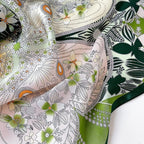 PoeticEHome 100% Real Mulberry Silk Women Small Square Neck Scarfs 21 Lightweight Neckerchief Printed Headscarf Gift Packed (X2