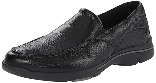 Rockport Mens Eberdon Slip-On Loafer- Black Leather/Flint-10.5 M
